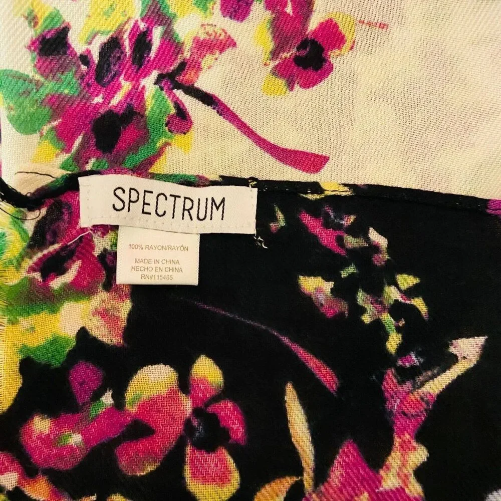 #4815 SPECRUM Black multi color Rayon scarf 38x21